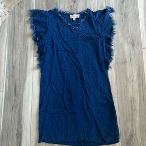 Philosophy dress. Blue with fringe detail on sleeve. Size small. Never worn.